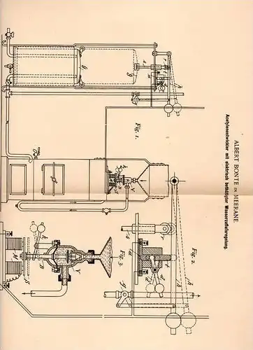 Original Patentschrift - Albert Bonte in Meerane , 1897 , Acetylenentwickler mit Wasserregelung !!!