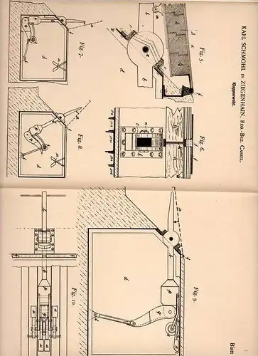 Original Patentschrift - K. Schmohl in Ziegenhain , Bez. Cassel , 1900 , Klappenwehr , Wehr , Stau , Staudamm, Fluss !!!