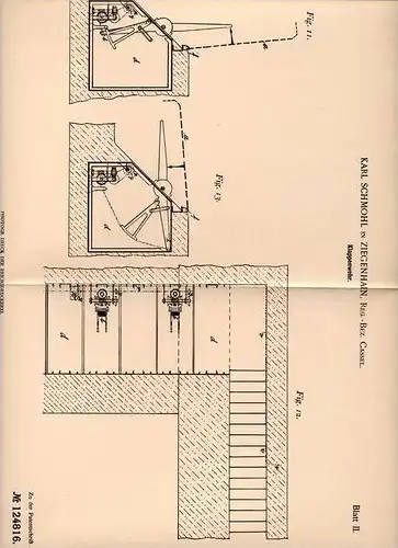 Original Patentschrift - K. Schmohl in Ziegenhain , Bez. Cassel , 1900 , Klappenwehr , Wehr , Stau , Staudamm, Fluss !!!