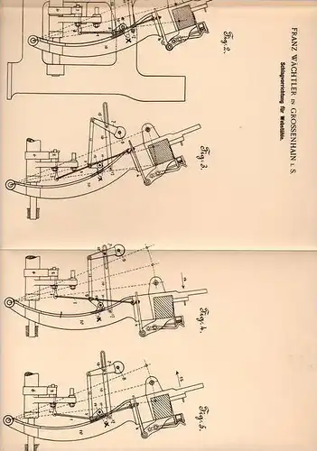 Original Patentschrift - F. Wächtler in Grossenhain i.S. 1900 , Webstuhl - Schlagvorrichtung , Weberei !!!