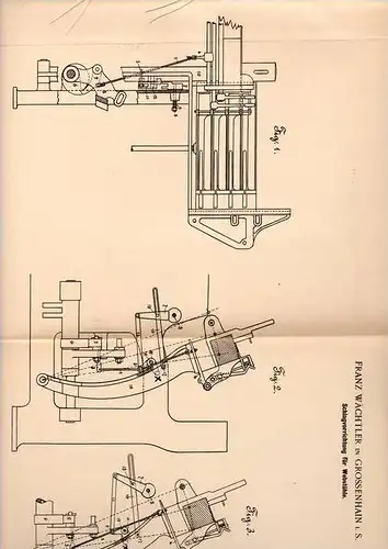 Original Patentschrift - F. Wächtler in Grossenhain i.S. 1900 , Webstuhl - Schlagvorrichtung , Weberei !!!