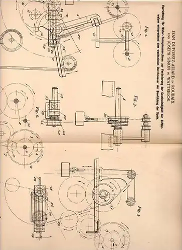 Original Patentschrift - J. Simon in Wattrelos und Roubaix , 1900 , Spinnmaschine , Apparat für Geschwindigkeit !!!