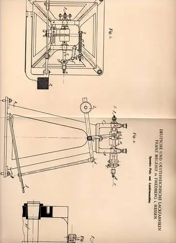 Original Patentschrift - Lackfabrik , F. Megerle in Friedberg i. Hessen , 1901 , Putz- und Lackiermaschine , Lackierung