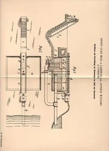 Original Patentschrift - Gewinnung von Gold aus Seewasser , 1900 , H. Bull in Lambeth und London !!!