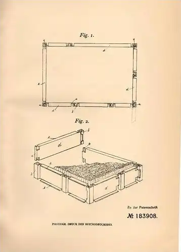 Original Patentschrift - E. Krussig in Queleu b. Metz , 1906 , Schriftsatzrahmen !!!