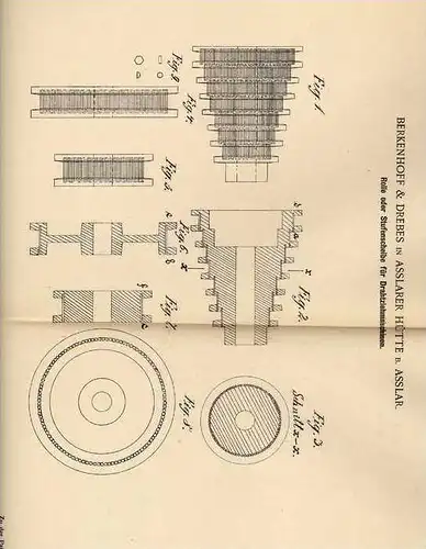 Original Patentschrift - Berkenhoff & Drebes in Asslarer Hütte b. Asslar , 1900 , Drahtziehmaschine !!!