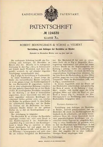 Original Patentschrift - R. Berninghaus & Söhne in Velbert , 1900 , Dornhülsen an Bändern  !!!