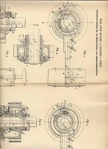 Original Patentschrift - J. Muller in Sannois b. Paris , 1900 , Musterwalze für Zeugdruckmaschine !!!