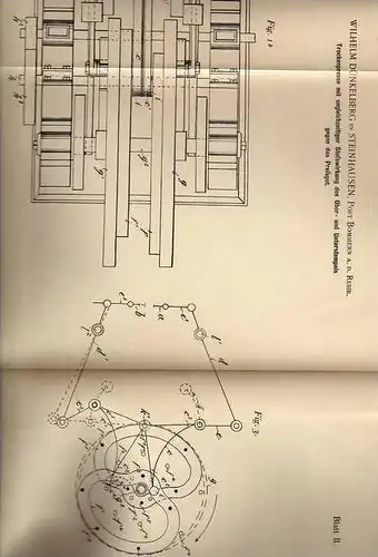 Original Patentschrift - W. Dünkelberg in Steinhausen , Post Bommern a.d. Ruhr , 1899 , Trockenpresse , Presse !!!