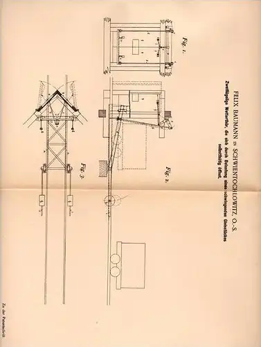 Original Patentschrift - F. Baumann in Schwientochlowitz , Schlesien , 1901 , zweiflügelige Wettertür !!!