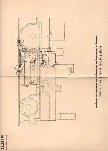 Original Patentschrift - Société Reynet & Co in Montauban , 1901 , Signal für Lokomotive , Eisenbahn !!!