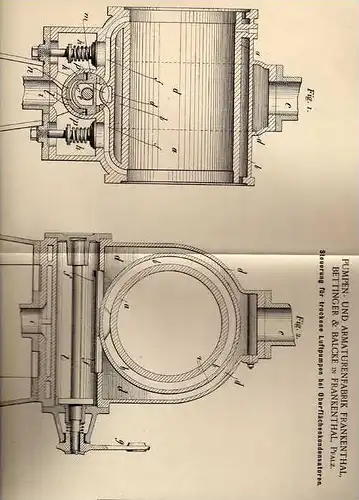 Original Patentschrift - Bettinger & Balcke in Frankenthal , Pfalz , 1899 , Steuerung für Kondensatoren !!!