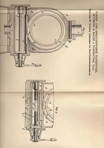Original Patentschrift - Bettinger & Balcke in Frankenthal , Pfalz , 1899 , Steuerung für Kondensatoren !!!