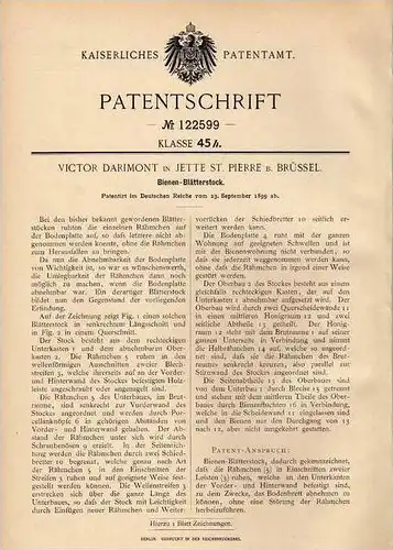 Original Patentschrift - V. Darimont in Jette St. Pierre b. Brüssel , 1899 , Bienen - Blätterstock , Imker , Imkerei !!!