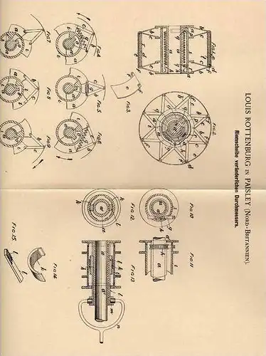 Original Patentschrift - L. Rottenburg in Paisley , 1900 , Riemscheibe mit veränderbarem Durchmesser !!!