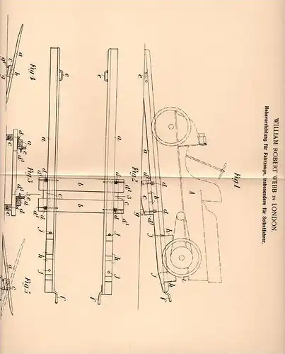 Original Patentschrift - W. Webb in London , 1903 , Hebebühne für Fahrzeuge , Garage , Automobile !!!