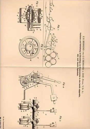 Original Patentschrift - E.R. Behrend in Erie , Penns., USA , 1902 , Herstellung von Wasserzeichen !!!