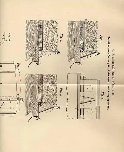 Original Patentschrift - C.F. Beer Söhne in Köln a. Rh., 1897 , Traufe für Holzcementdach , Dachdecker !!!