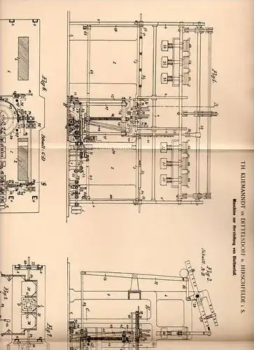 Original Patentschrift - Th. Kliemanndt in Dittelsdorf b. Hirschfelde i.S. , 1899 , Maschine für Blattmetall !!!