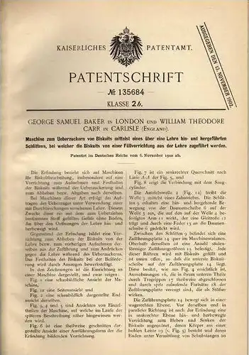 Original Patentschrift - W. Carr in Carlisle und London , 1900 , Biskuit - Maschine , Biscuit , Conditor , Bäckerei !!!