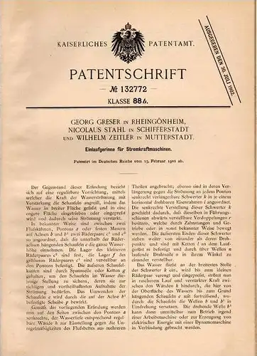 Original Patentschrift - W. Zeitler in Mutterstadt , Schifferstadt und Rheingönheim , 1901 , Strom - Kraftmaschine !!!