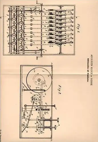 Original Patentschrift - A. Kluge in Neisse , 1901 , Addirmaschine , Rechenmaschine , Rechner , Mathematik !!!