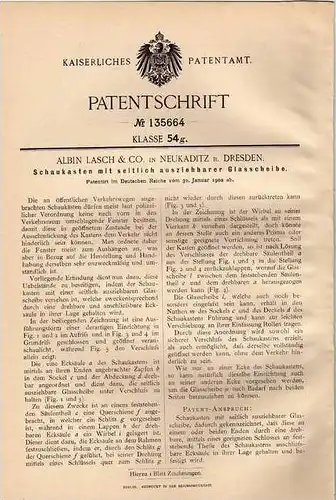 Original Patentschrift - Albin Lasch & Co in Neu Kaditz , 1902 , Schaukasten !!!