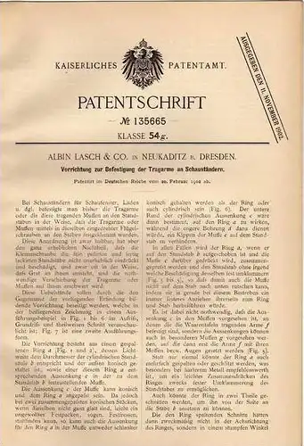Original Patentschrift - A. Lasch & Co in Neukaditz , Kaditz b. Dresden , 1902 , Ständer für Schaufenster !!!