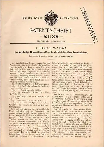 Original Patentschrift - A. Sterza in Mantova , 1899 , Eisenbahn - Stromleitung !!!