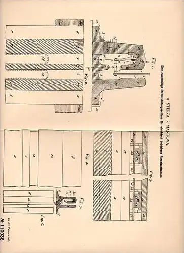 Original Patentschrift - A. Sterza in Mantova , 1899 , Eisenbahn - Stromleitung !!!