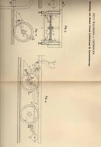 Original Patentschrift - F. Wallmann in Gröningen , 1898 , Schlittenbremse für Eisenbahn !!!