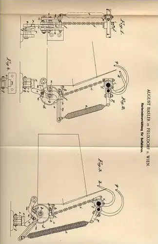 Original Patentschrift - A. Basler in Felixdorf b. Wien , 1899 , Hartwindevorrichtung für Selfaktoren , Spinnerei !!!