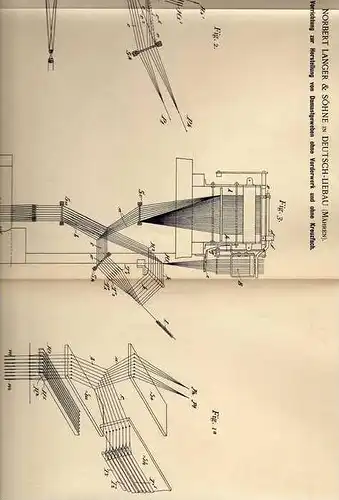 Original Patentschrift - N. Langer & Söhne in Deutsch - Liebau , 1898 , Damastgewebe - Herstellung , Weberei !!!