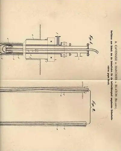 Original Patentschrift - A. Cavenaile in Harchies b. Blaton , 1900 , Bohren von Brunnen und Schächten , Bohrung , Rohr !