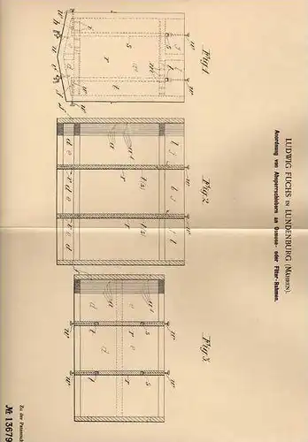 Original Patentschrift - L. Fuchs in Lundenburg / Breclav , Mähren , 1901 , Absperrschieber für Osmose - Rahmen !!!