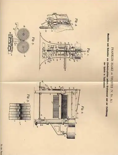 Original Patentschrift - F. Blake in Trustee , USA , 1901 , Maschine für Streichhölzer , Zündhölzer , Streichholz !!!