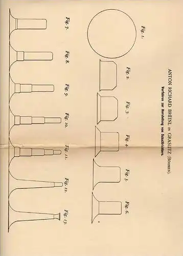 Original Patentschrift - A. Breinl in Graslitz , Böhmen , 1901 , Schalltrichtern für Trompete , Posaune , Tuba !!!