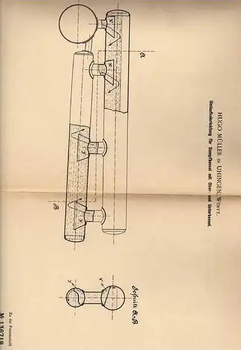 Original Patentschrift - H. Müller in Uhingen , Württ., 1902 , Dampfkessel - Umlaufeinrichtung !!!