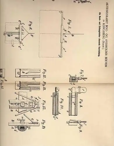 Original Patentschrift - Aktieselskabet BOG - OG in Kongsberg , Norwegen , 1900 , Buck - und Zeitungshalter !!!