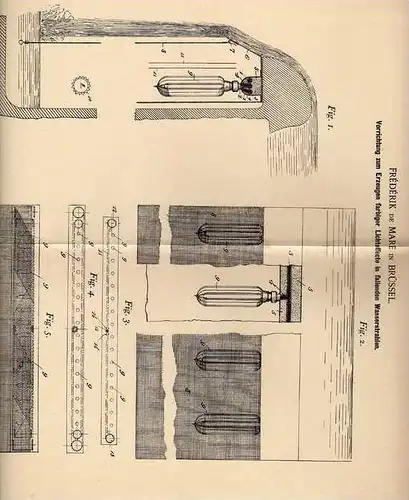 Original Patentschrift - F. de Mare in Brüssel , 1900 , farbige Licht - Effecte für Wasserstrahlen !!!