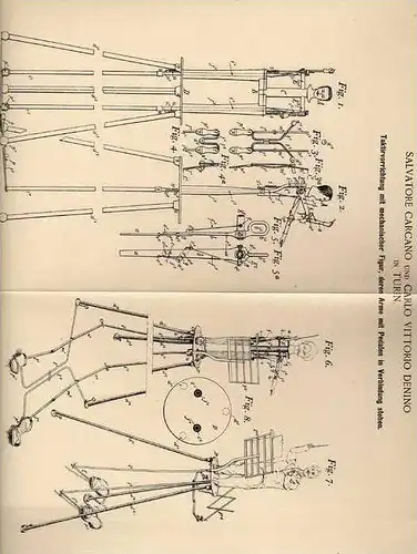 Original Patentschrift - Taktirapparat , Dirigent , Taktstock , 1897 , C. Denino in Turin , Konzert , Orchester !!!