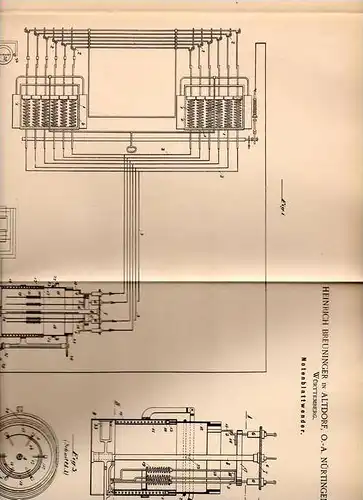 Original Patentschrift - H. Breuninger in Altdorf , O.-A. Nürtingen , 1900 , Notenblattwender , Notenblatt , Musik !!!