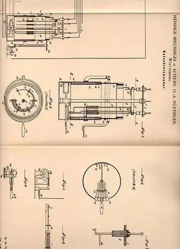 Original Patentschrift - H. Breuninger in Altdorf , O.-A. Nürtingen , 1900 , Notenblattwender , Notenblatt , Musik !!!