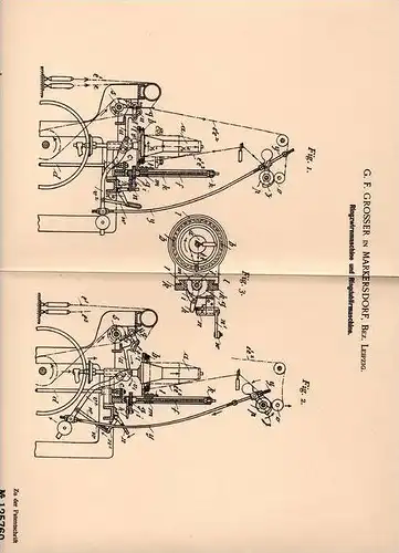 Original Patentschrift - G. Grosser in Markersdorf , Bez. Leipzig , 1901 , Ringzwirnmaschine , Zwirn !!!