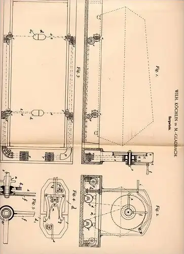 Original Patentschrift - Winde für Sarg , Sargwinde , 1901 , W. Köchlin in M.- Gladbach , Friedhof , Bestatter !!!