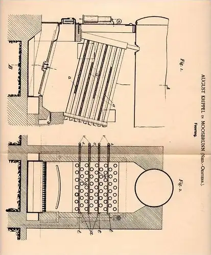 Original Patentschrift - A. Krippel in Moosbrunn , Nied.-Österr., 1900 , Feuerung , Heizung !!!