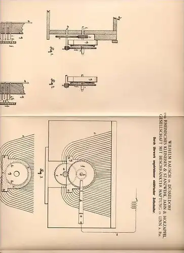 Original Patentschrift - Jahn & Holzapfel in Linn a. Rhein , 1900 , Zeitschaltuhr , Schalter mit Uhrwerk !!!