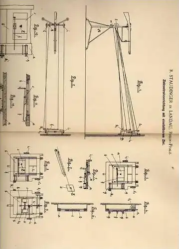 Original Patentschrift - R. Staudinger in Landau , 1898 , Zielapparat für Gewehr , Waffe , Pistole , Schützenverein !!!