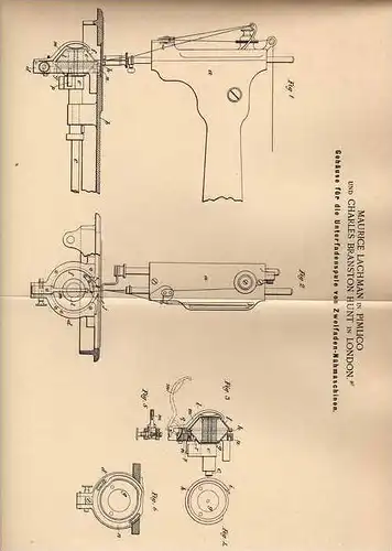 Original Patentschrift - M. Lachman in Pimlico und London , 1899 , Zweifaden - Nähmaschine , Näherei !!!