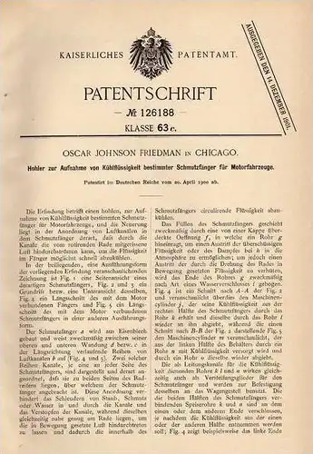 Original Patentschrift - Schmutzfänger als Kühler , Kotflügel , Automobile , 1900 , O. Friedmann in Chicago !!!